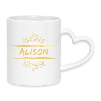 Nom de naissance Alison - Mug avec anse en forme de cœur - blanc - Droite