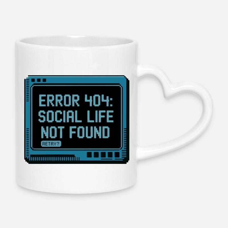 Rétro 404 : La vie sociale est inexistante - Mug avec anse en forme de cœur - blanc