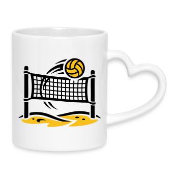 Filet de beach-volley-ball Tournoi du club de sports de plage - Mug avec anse en forme de cœur - blanc - Droite