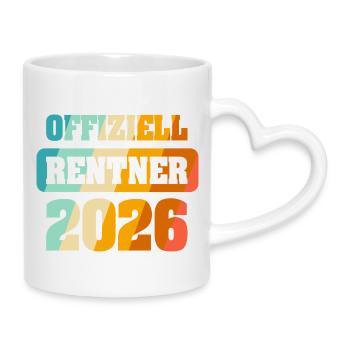 Offiziell Rente 2026 - Tasse mit Herzhenkel - Weiß - Rechts