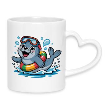 Cooler Seehund - Tasse mit Herzhenkel - Weiß - Rechts