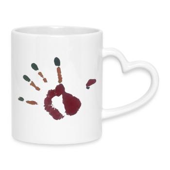 Illustration d’empreinte de main - Mug avec anse en forme de cœur - blanc - Droite