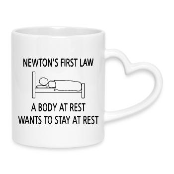 Newtons erstes Gesetz - Tasse mit Herzhenkel - Weiß - Rechts