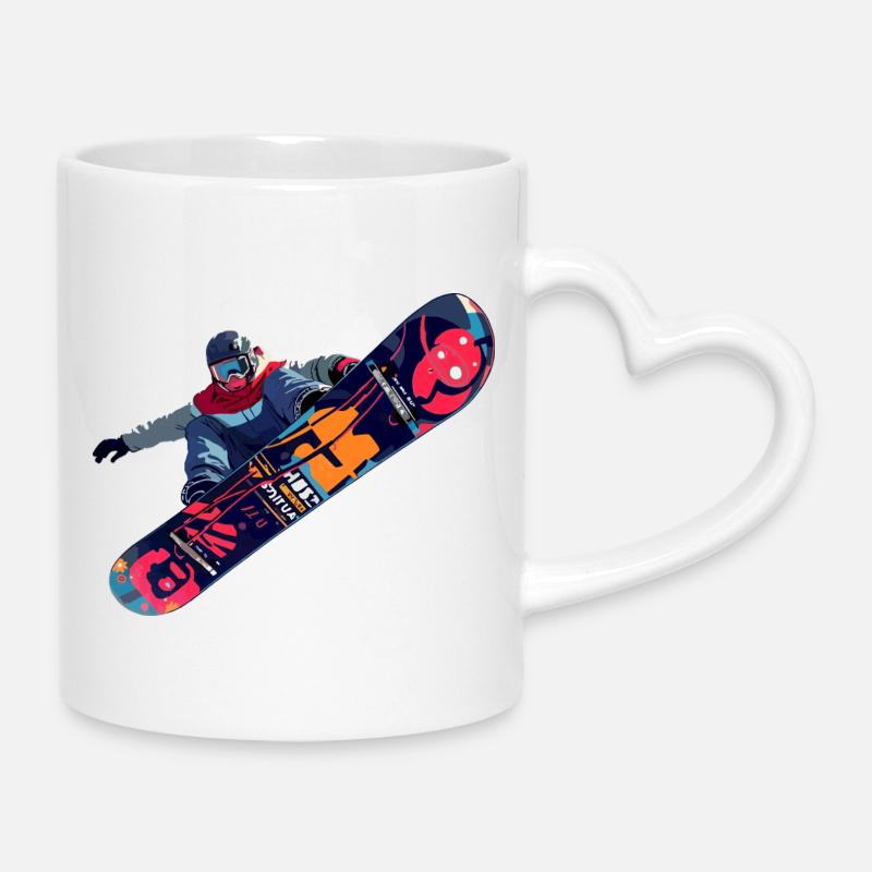 Snowboard - Tasse mit Herzhenkel - Weiß