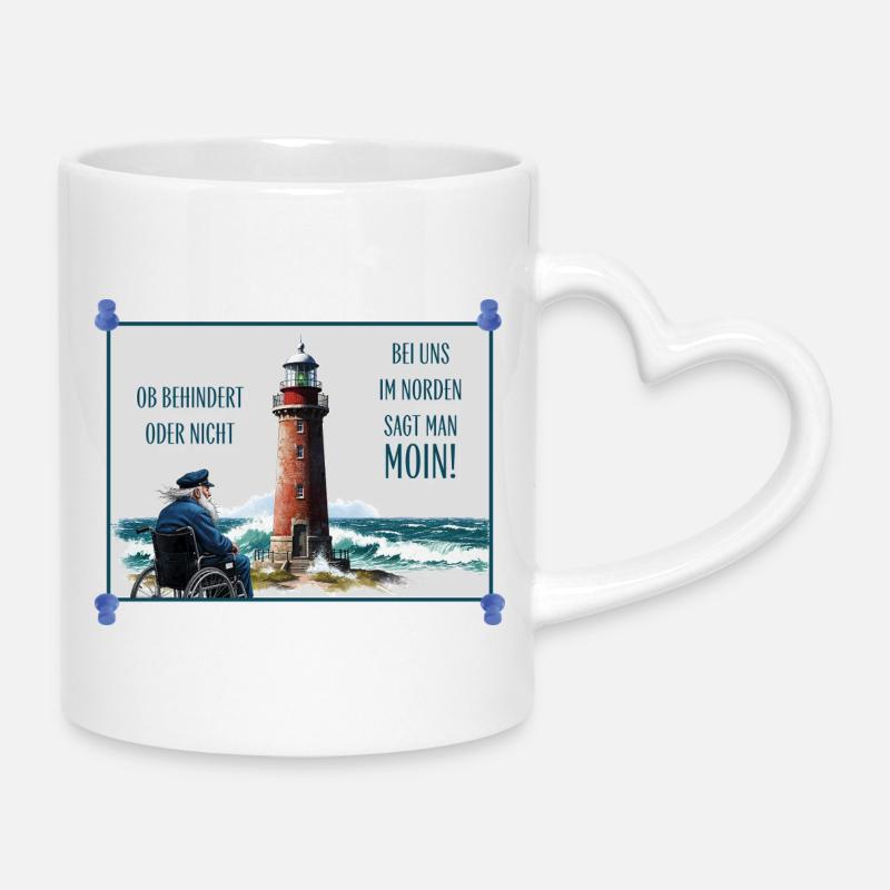 Le phare de l’Allemagne du Nord sur le thème de l’inclusion - Mug avec anse en forme de cœur - blanc