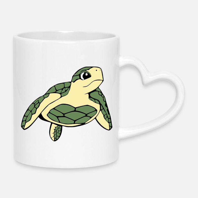 Turtle Turtles - Mug with Heart-Shaped Handle - white