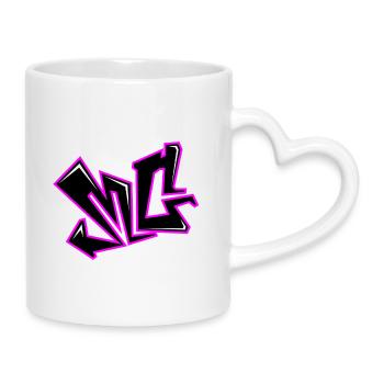 MC Graffiti – Art de rue rose - Mug avec anse en forme de cœur - blanc - Droite