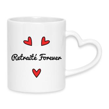 RENTE. ES LEBE DER RUHESTESTAND. FROHEN RUHESTAND - Tasse mit Herzhenkel - Weiß - Rechts