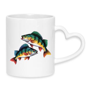 Zwei Barsche - Tasse mit Herzhenkel - Weiß - Rechts