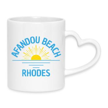 Afandou Beach Rhodes Sonnenaufgang - Tasse mit Herzhenkel - Weiß - Rechts