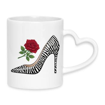 Zebra High Heel Rose - Tasse mit Herzhenkel - Weiß - Rechts