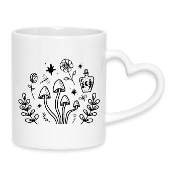 Witchy Mushroom Botanical Cottagecore Design - Mug with Heart-Shaped Handle - white - Right