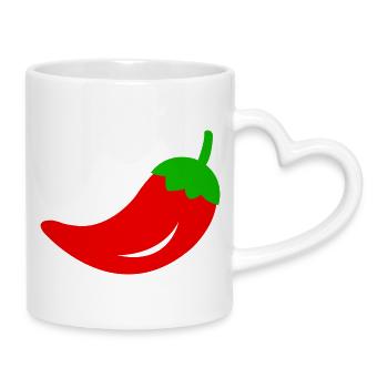 Chili - Tasse mit Herzhenkel - Weiß - Rechts