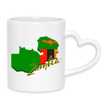 Carte avec le drapeau de la Zambie, j’adore la Zambie - Mug avec anse en forme de cœur - blanc - Droite