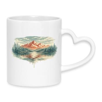 Pastel Mountain Lake - Tasse mit Herzhenkel - Weiß - Rechts