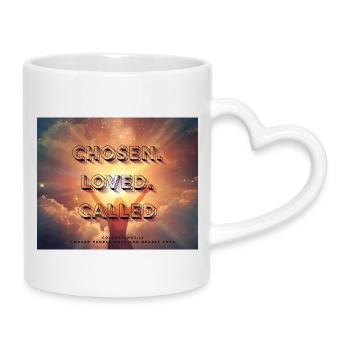 Auserwählter Geliebter rief - Tasse mit Herzhenkel - Weiß - Rechts