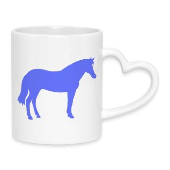 Blue Horse Silhouette Design - Mug with Heart-Shaped Handle - white - Right