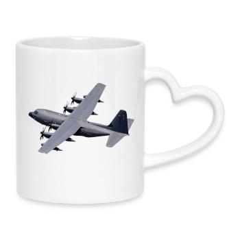 C-130 Silhouette grise - Mug avec anse en forme de cœur - blanc - Droite