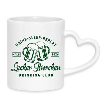 Malle 2026 - Lecker Bierchen Drinking Club - Tasse mit Herzhenkel - Weiß - Rechts