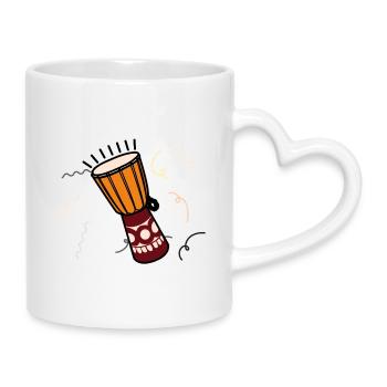 Colorful African drum for clothing - Mug with Heart-Shaped Handle - white - Right