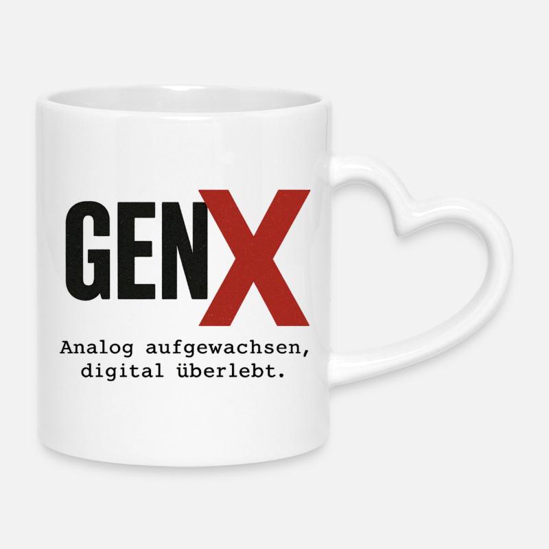 GenX Digital Retro Design - Mug with Heart-Shaped Handle - white