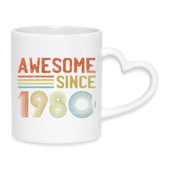 Retro 1980s Gradient Typography Design - Mug with Heart-Shaped Handle - white - Right