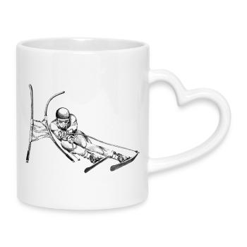 Ski alpin - Mug avec anse en forme de cœur - blanc - Droite