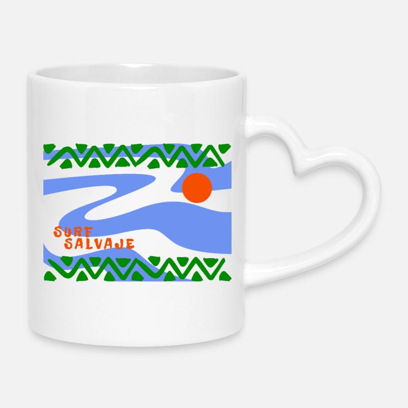 Surf Salvaje Vagues psychédéliques - Mug avec anse en forme de cœur - blanc