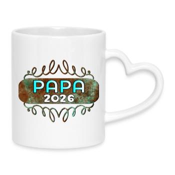 PAPA BÉBÉ 2026 - Mug avec anse en forme de cœur - blanc - Droite