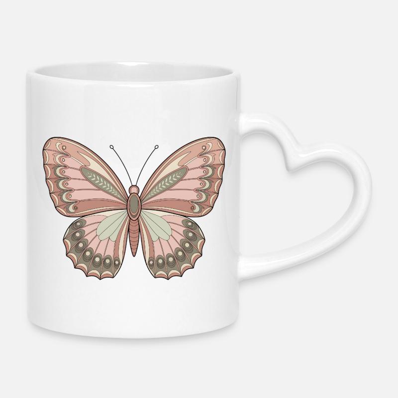 Boho Schmetterling - Tasse mit Herzhenkel - Weiß