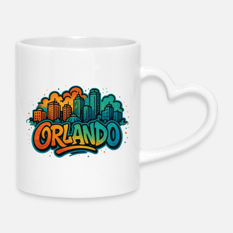 Orlando Graffiti Skyline - Mug with Heart-Shaped Handle - white