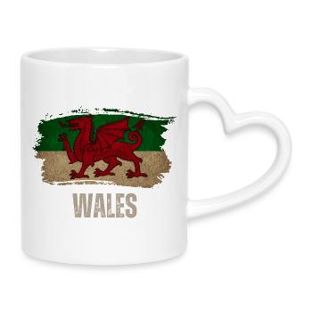Drapeau du Pays de Galles, fierté galloise - Mug avec anse en forme de cœur - blanc - Droite