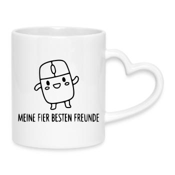 gamer-friends-mouse-buttons-funny-spruch_1 - Mug with Heart-Shaped Handle - white - Right