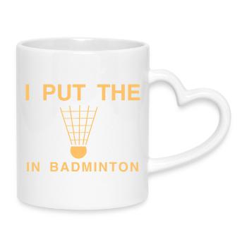 Badminton - Tasse mit Herzhenkel - Weiß - Rechts