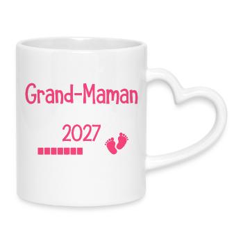 Grandma in 2027 Grandma-to-be gift - Mug with Heart-Shaped Handle - white - Right