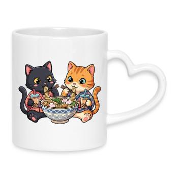 Cats Ramen Bubble Tea - Mug with Heart-Shaped Handle - white - Right