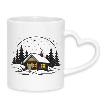 Cabin in the moonlight - Mug with Heart-Shaped Handle - white - Right