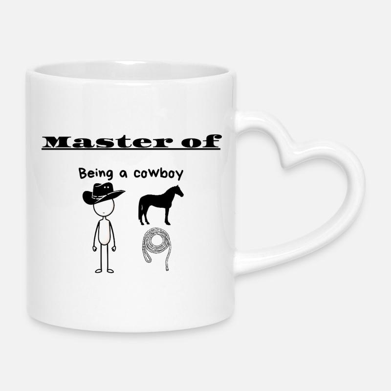 Meister des Cowboyseins - Tasse mit Herzhenkel - Weiß