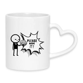 pls_use_it - Mug with Heart-Shaped Handle - white - Right