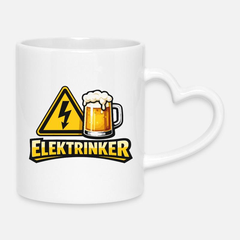 Elektrinker – jeu de mots sur Electrician & Drink - Mug avec anse en forme de cœur - blanc