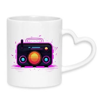 Retro Radio Retrowave - Mug with Heart-Shaped Handle - white - Right
