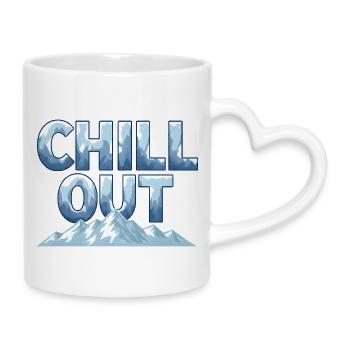Chill Out Berge Winter Outdoor Design - Tasse mit Herzhenkel - Weiß - Rechts