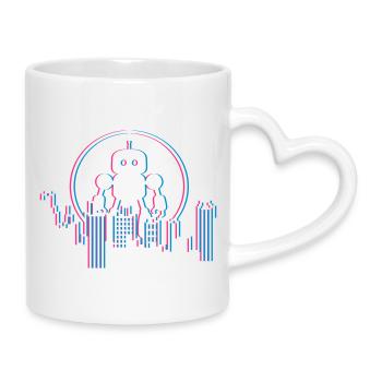 Roboter City Skyline – 3D Sci-Fi Zukunft Design - Tasse mit Herzhenkel - Weiß - Rechts