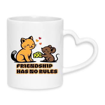 Freundschaft Ohne Regeln Katze Maus - Tasse mit Herzhenkel - Weiß - Rechts