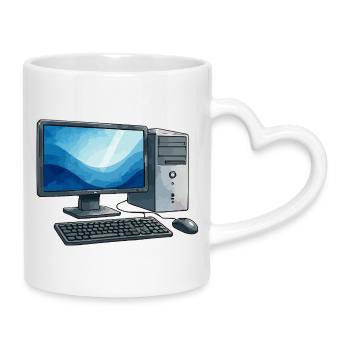 Retro PC Workstation Illustration - Mug with Heart-Shaped Handle - white - Right