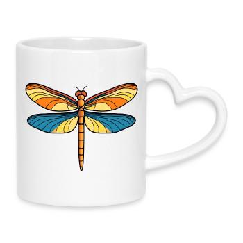 Sonnenflügel Drachenfliege - Tasse mit Herzhenkel - Weiß - Rechts