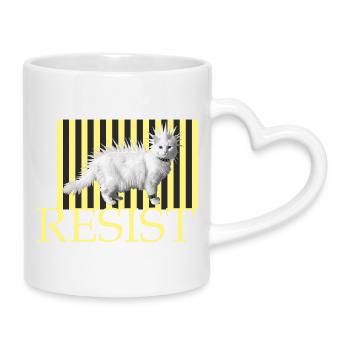 Resist freche Katze Streifen-Punk witzige katze - Tasse mit Herzhenkel - Weiß - Rechts