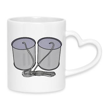 Tin Can Telephone - Mug with Heart-Shaped Handle - white - Right