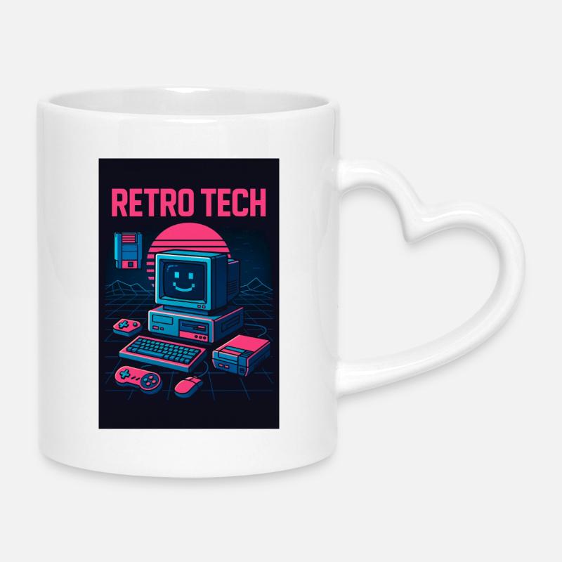 Retro Tech Computer Graphic Designer with Smile - Mug with Heart-Shaped Handle - white