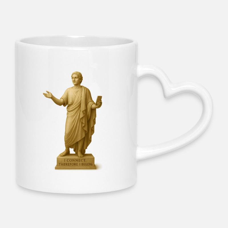 Modern Greek statue with smartphone - Mug with Heart-Shaped Handle - white